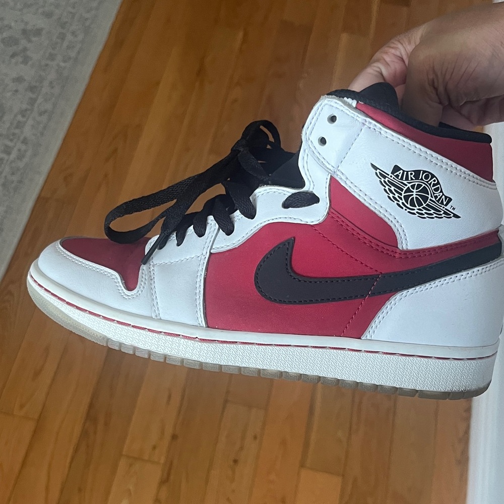 Nike Red and White High-Top Sneakers
